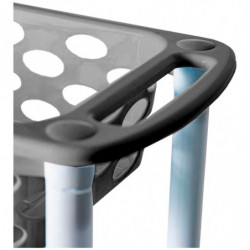 Tradineur - Carrito verdulero de plástico con 3 Niveles y Ruedas - PLFT Aire Slim - Cestas apilables portaobjetos - 61 x 58 x 18