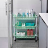 Tradineur - Carrito verdulero de plástico con 3 Niveles y Ruedas - PLFT Aire Slim - Cestas apilables portaobjetos - 61 x 58 x 18