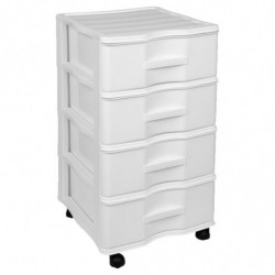 Tradineur - Cajonera de Almacenamiento Wagon - 4 Cajones - Torre de Almacenamiento Multiusos para Oficina, hogar, Escuela, etc -