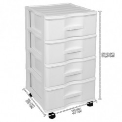 Tradineur - Cajonera de Almacenamiento Wagon - 4 Cajones - Torre de Almacenamiento Multiusos para Oficina, hogar, Escuela, etc -