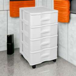 Tradineur - Cajonera de Almacenamiento Wagon - 4 Cajones - Torre de Almacenamiento Multiusos para Oficina, hogar, Escuela, etc -