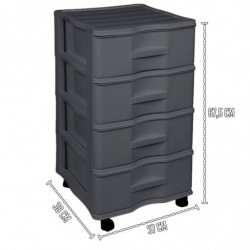 Tradineur - Cajonera de Almacenamiento Wagon - 4 Cajones - Torre de Almacenamiento Multiusos para Oficina, hogar, Escuela, etc -