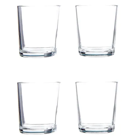 Tradineur - Set de 4 vasos de cristal 295 ml, modelo París, juego de vasos clásicos para agua, bebidas, 8 x 9 cm, resistentes, l