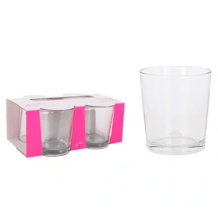 Tradineur - Set de 4 vasos de cristal 295 ml, modelo París, juego de vasos clásicos para agua, bebidas, 8 x 9 cm, resistentes, l