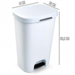 Tradineur - Cubo de basura con pedal - Fabricado en plástico - Contenedor de residuos - Capacidad de 50 Litros - 63,5 x 41 x 36