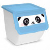Tradineur - Pack de 3 contenedores apilables de plástico, cajas almacenaje basura, reciclaje y ordenación (Oso Panda, Conejo y R