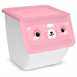 Tradineur - Pack de 3 contenedores apilables de plástico, cajas almacenaje basura, reciclaje y ordenación (Oso Panda, Conejo y R