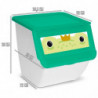 Tradineur - Pack de 3 contenedores apilables de plástico, cajas almacenaje basura, reciclaje y ordenación (Oso Panda, Conejo y R