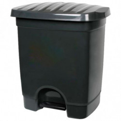 Tradineur - Cubo de basura de plástico con pedal, compartimento unitario, contenedor de residuos, papelera, cocina, fabricado en