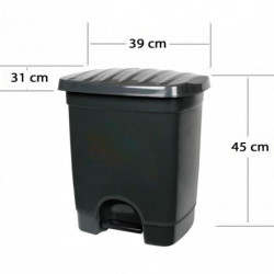 Tradineur - Cubo de basura de plástico con pedal, compartimento unitario, contenedor de residuos, papelera, cocina, fabricado en