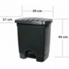 Tradineur - Cubo de basura de plástico con pedal, compartimento unitario, contenedor de residuos, papelera, cocina, fabricado en
