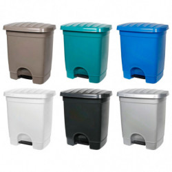 Tradineur - Cubo de basura de plástico con pedal, compartimento unitario, contenedor de residuos, papelera, cocina, fabricado en