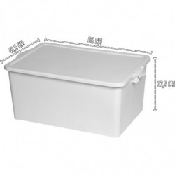 Tradineur - Caja de almacenamiento con tapa N.º 13 - Fabricado en PP - Capacidad de 55 Litros - Cierres Laterales con Clip - 27,