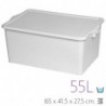 Tradineur - Caja de almacenamiento con tapa N.º 13 - Fabricado en PP - Capacidad de 55 Litros - Cierres Laterales con Clip - 27,