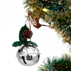 Tradineur - Pack de 4 Cascabeles Colgantes con Piñas - Fabricado en Plástico - Decoración navideña - Ø 6 cm - Color Plata - Mode