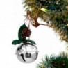 Tradineur - Pack de 4 Cascabeles Colgantes con Piñas - Fabricado en Plástico - Decoración navideña - Ø 6 cm - Color Plata - Mode