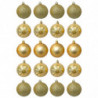 Tradineur - Pack de 20 Bolas de Navidad Modelos surtidos - Fabricado en Plástico - Cordón Dorado - Decoración de Navidad - Ø 4 c