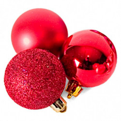 Tradineur - Pack de 20 Bolas de Navidad Modelos surtidos - Fabricado en Plástico - Cordón Dorado - Decoración de Navidad - Ø 4 c