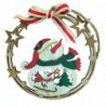 Tradineur - Colgante con lazo Redondo Navideño - Fabricado en Madera - Artículo para Decoración Navideña - Ø 18 cm - Modelo Alea