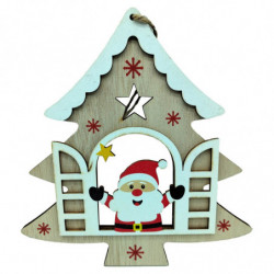 Tradineur - Pack de 2 Colgantes diseño balcón Navideño - Fabricado en madera - Artículo para decoración Navideño - 17 x 16 cm -