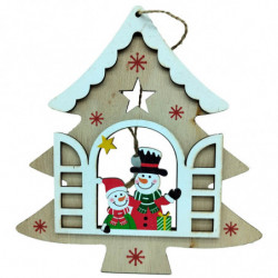 Tradineur - Pack de 2 Colgantes diseño balcón Navideño - Fabricado en madera - Artículo para decoración Navideño - 17 x 16 cm -