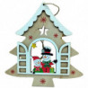 Tradineur - Pack de 2 Colgantes diseño balcón Navideño - Fabricado en madera - Artículo para decoración Navideño - 17 x 16 cm -