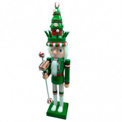 Tradineur - Figura de Cascanueces Navideño - Fabricado en madera - Incluye palanca para abrir el cascanueces -  Artículo para de