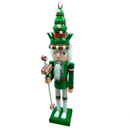 Tradineur - Figura de Cascanueces Navideño - Fabricado en madera - Incluye palanca para abrir el cascanueces -  Artículo para de