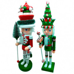 Tradineur - Figura de Cascanueces Navideño - Fabricado en madera - Incluye palanca para abrir el cascanueces -  Artículo para de