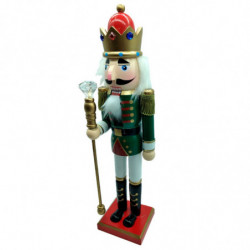 Tradineur - Figura de Soldado Cascanueces Navideño - Fabricado en madera - Incluye palanca para abrir el cascanueces -  Artículo