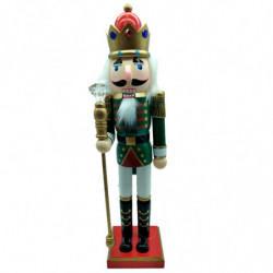 Tradineur - Figura de Soldado Cascanueces Navideño - Fabricado en madera - Incluye palanca para abrir el cascanueces -  Artículo
