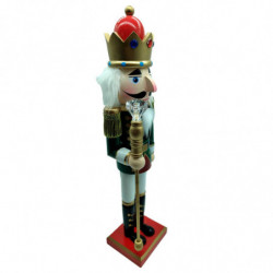 Tradineur - Figura de Soldado Cascanueces Navideño - Fabricado en madera - Incluye palanca para abrir el cascanueces -  Artículo