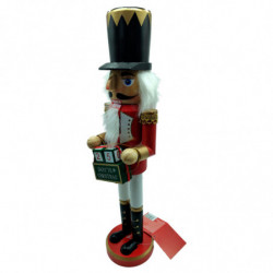 Tradineur - Figura de Cascanueces con calendario Navideño - Fabricado en madera - Incluye palanca para abrir el cascanueces -  A