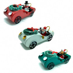 Tradineur - Coche Colgante navideño - Fabricado en Metal - Artículo para decoración Navideña - 11 x 4,5 cm - Modelo Aleatorio