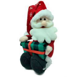 Tradineur - Muñeco de Papa Noel Sentado Navideño - Fabricado en Poliéster y relleno de arena - Artículo para decoración navideña