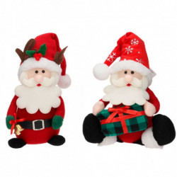 Tradineur - Muñeco de Papa Noel Sentado Navideño - Fabricado en Poliéster y relleno de arena - Artículo para decoración navideña