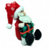 Tradineur - Muñeco de Papa Noel Sentado Navideño - Fabricado en Poliéster y relleno de arena - Artículo para decoración navideña
