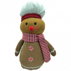 Tradineur - Muñeco de Galleta de Jengibre Navideño - Fabricado en Poliéster y relleno de arena - Artículo para decoración navide