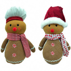 Tradineur - Muñeco de Galleta de Jengibre Navideño - Fabricado en Poliéster y relleno de arena - Artículo para decoración navide