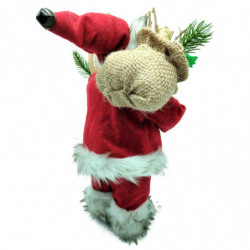 Tradineur - Figura de Papa Noel con Bolsa de regalo y Raquetas - Fabricado en Poliéster y Plástico - Artículo decorativo para Na
