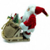 Tradineur - Figura de Papa Noel en Trineo de Nieve - Fabricado en Poliéster y Madera - Artículo decorativo para Navidad - 23 x 1