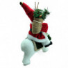 Tradineur - Figura de Papa Noel Montado en Oso Polar - Fabricado en Poliéster - Artículo decorativo para Navidad - 30 x 16 x 25