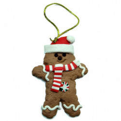 Tradineur - Pack de 3 colgantes de figura de galletas de jengibre - Fabricado en Plástico - Cordón dorado - Artículo para decora