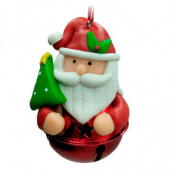 Tradineur - Colgante de cascabel con figuras navideñas - Fabricado en Plástico y Metal - Artículo para decoración navideña - Ø 5