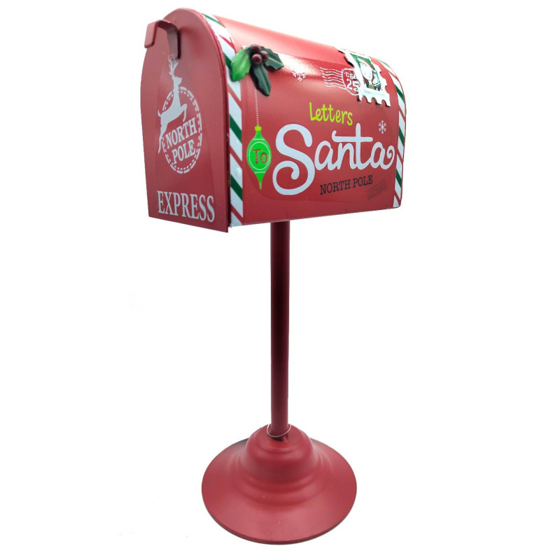 Tradineur - Buzón Americano Navideño Letters Santa - Fabricado en Metal - Artículo para decoraciones navideñas - 32 x 16 x 12 cm Tradineur - Buzón Americano Navideño Letters Santa - Fabricado en Metal - Artículo para decoraciones navideñas - 32 x 16 x 12 cm