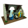 Tradineur - Cueva de nacimiento con 3 figuras: María, José y el Niño Jesús para Belén - Estilo Naïf - Marmolina - Adorno diverti