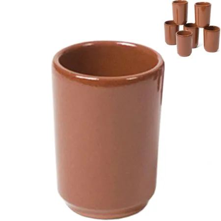 Tradineur - Set 6 vasos de barro, 10 cl, 8,5 x 6 cm, recipientes especiales para chupitos, estilo tradicional