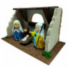 Tradineur - Cueva de nacimiento con 3 figuras: María, José y el Niño Jesús para Belén - Estilo Naïf - Marmolina - Adorno diverti