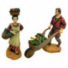 Tradineur - Set de 2 Figuras para belén: Carretillero y mujer con cesta - Fabricado en Marmolina - Adorno decorativo para nacimi