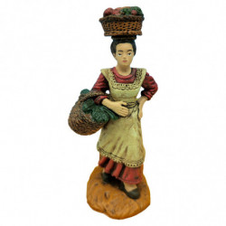 Tradineur - Set de 2 Figuras para belén: Carretillero y mujer con cesta - Fabricado en Marmolina - Adorno decorativo para nacimi